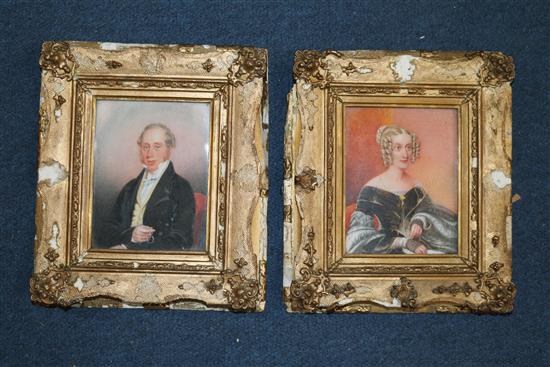 19th century English School Miniature portraits of the members of the Wing family, largest 5 x 4in.